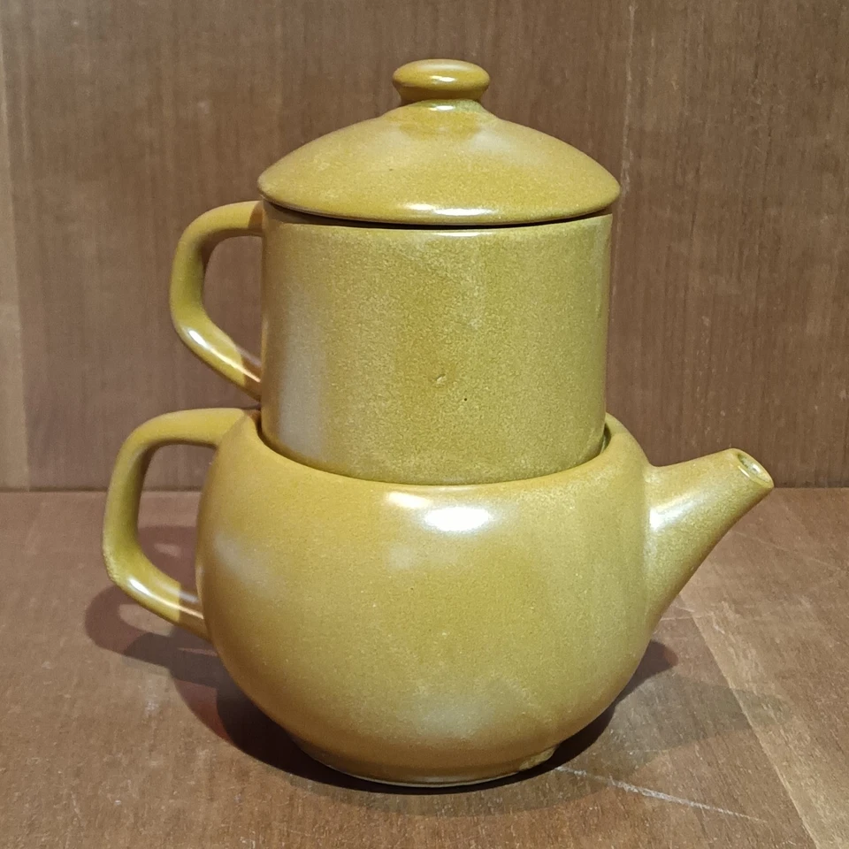 Théière En Grès Empilable Avec Infuseur, Jaune, Cafetière  - Photo 3/4