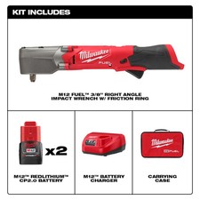 Milwaukee 2564-22 M12 FUEL 3/8 Right Angle Impact Wrench Kit