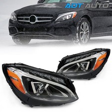 Pair LED Headlights For Mercedes Benz C-Class W205 C300 2015-2018 Left & Right