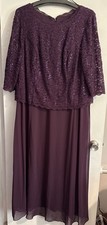 Alex Evenings Purple Mother Of The Bride Groom Formal Dress Gown Size 18W
