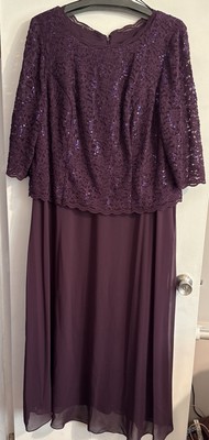 Alex Evenings Purple Mother Of The Bride Groom Formal Dress Gown Size 18W
