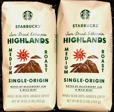 RARE Starbucks SUN-DRIED ETHIOPIA Highlands Whole Bean Coffee 2lb Medium Roast