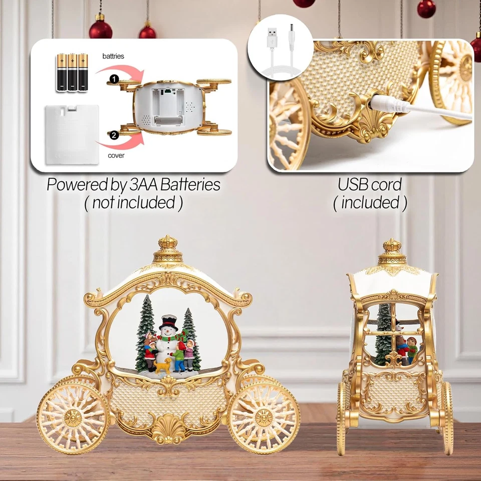 Globo de nieve carro de Navidad con música - Globos de nieve de Navidad - Batería o EE. UU. Foto 4 de 4