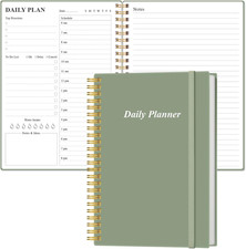 Daily Planner Undated - A5 To Do List Notebook Hourly Schedules, Spiral Appointm