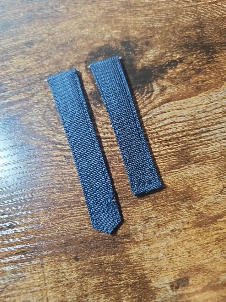 Authentic Tag Heuer OEM 21/18mm XL Blue Canvas & Leather Deployment Strap  - Image 3 of 4