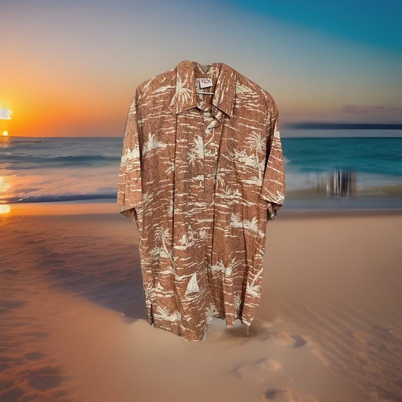 Mens Barefoot in Paradise 2XL Reverse Print Pullover Hawaiian Style Shirt