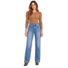 NWT Good American Good Icon Straight Leg Western Seam Jeans Indigo 2/26