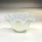 Antique Opalescent Milk Glass Ruffled Lamp Shade 2.75" Tall With 2-1/8"-Fitter.