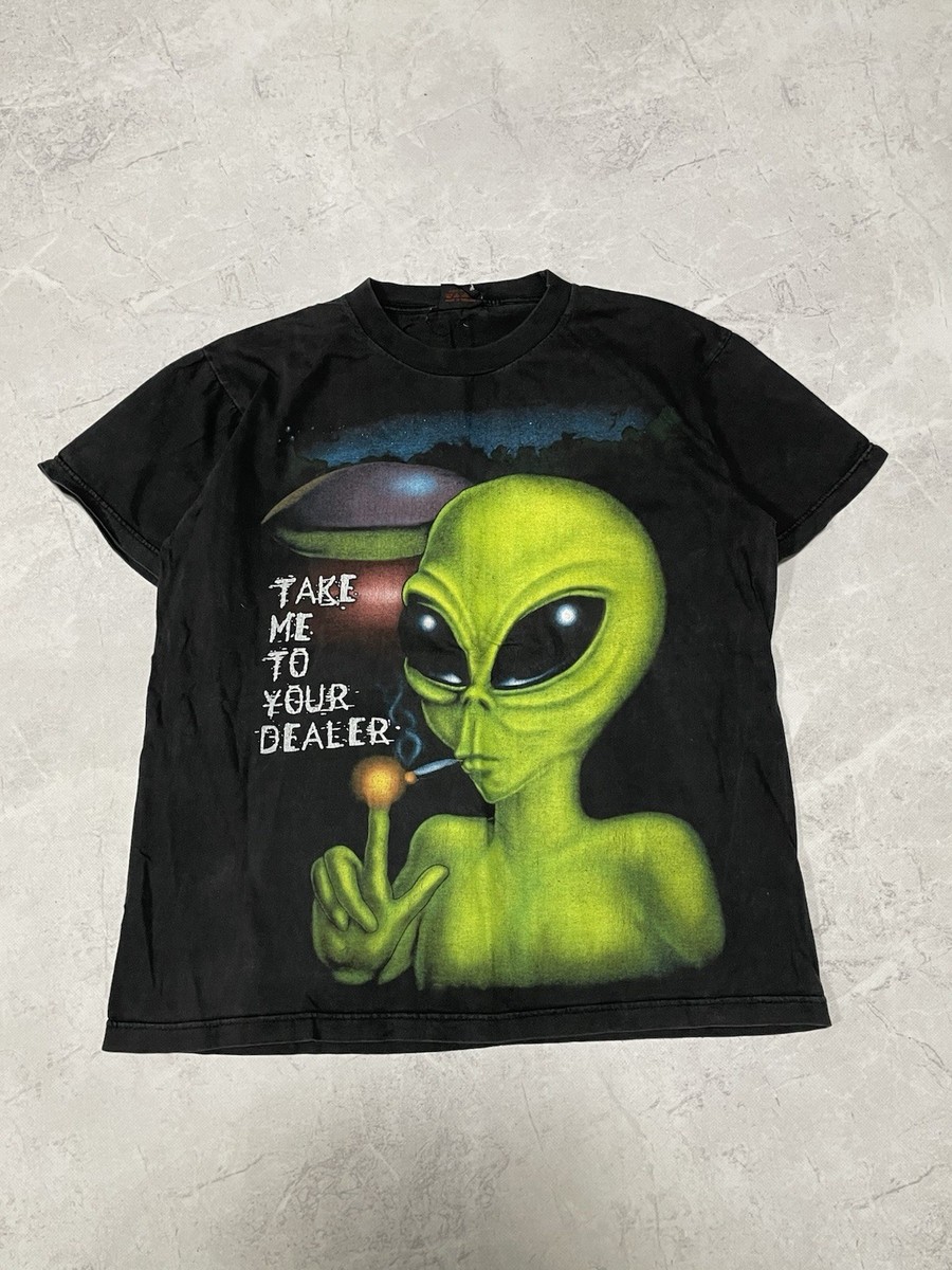 Alien “Take Me To Your Dealer” 1999 Vintage Fun Smoking Tee Shirt