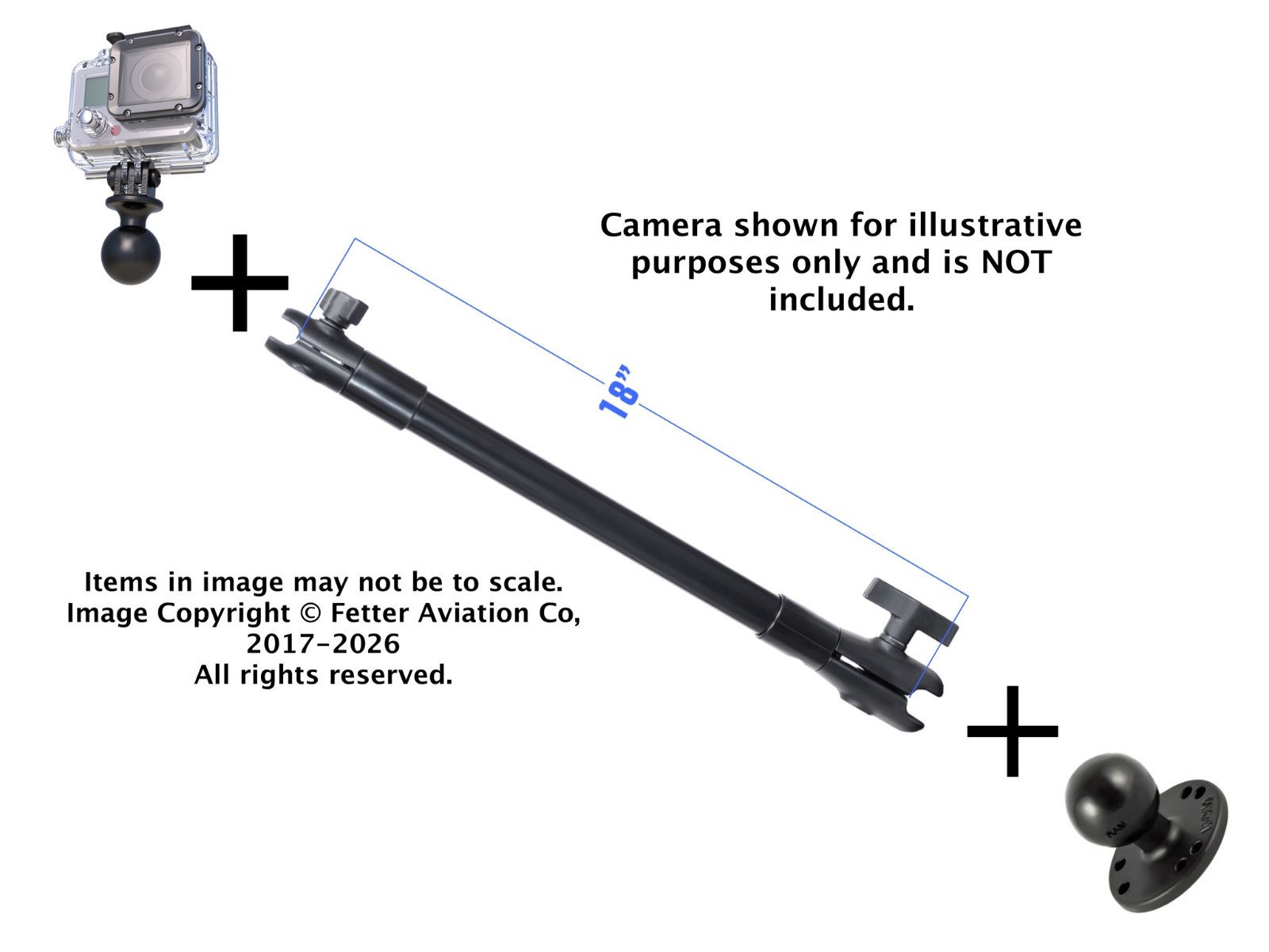 RAM Drill-Down 18" Floating Camera Mount for Kayaks, Boats