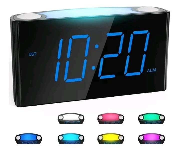 For Bedroom, 7.5" Large Display Led Digital Clock With 7 Col