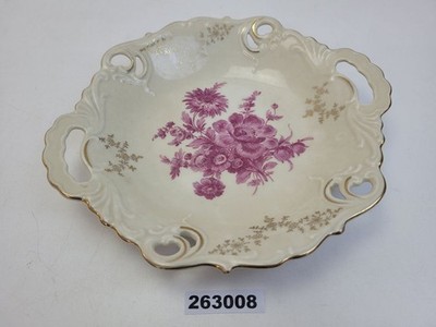 Prunkteller alka Bavaria Porzellan Blumenmotiv Durchbruch Goldrand Deko #263008