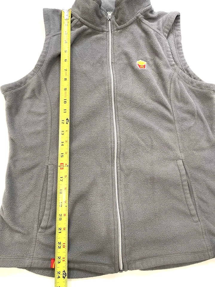 McDonalds Women's Fleece Zip Up Vest Large Gray w/Pockets Uniform Port Authority - Image 3 of 4