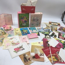 Lot 70 Greeting Cards Unused Birthday Baby Get Well Note Card Stationary Boxes