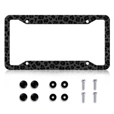 Lin Kang Black Leopard Cheetah Print License Plate Frame Funny Animal Print L...