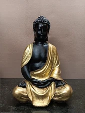 ALPINE CORP "BUDDHA" INDOOR/OUTDOOR ZEN,BLESSING GARDEN, DECOR, H 15"XW10", GOLD
