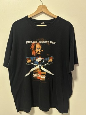Rare Child's Play 2 Horror Chuckie Movie Promo Tee Blue Bar Anvil Shirt Size XL