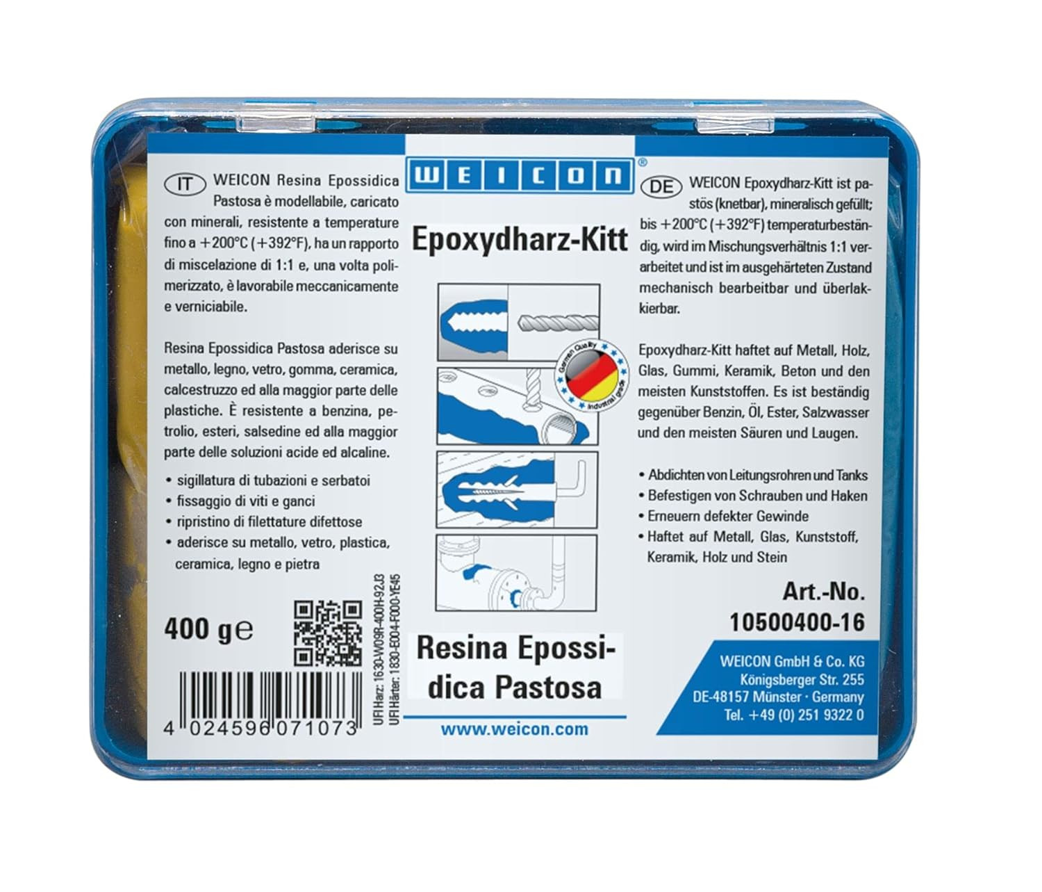 Resina Epossidica Impastabile 400g - Stucco Modellabile per Casa e Officina