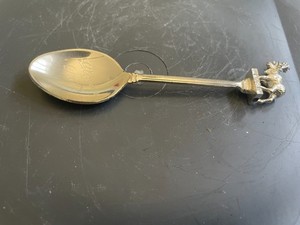 Glacier Park Souvenir Spoon with Moose Figurine on top