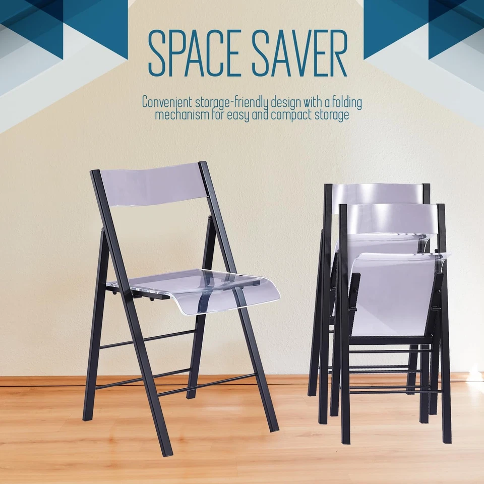 Sillas Plegables Modernas de Acrílico Kasper Flex - Plegables Transparentes Transparentes Lucite... Foto 4 de 4