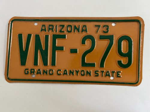 1973 Arizona License Plate Natural (no stickers) Classic Green on Copper Color