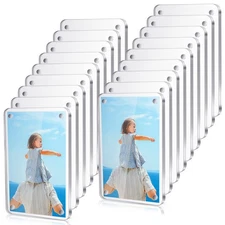 18 Pcs Acrylic Fridge Magnetic Frame 2 x 3, Mini Double Sided Refrigerator Ma...