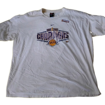 #ad Authentic Nike Los Angeles Lakers 2002 NBA Champions 3 peat T shirt White XXL $49.99