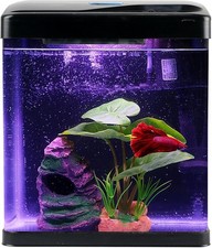 Fish Tank Self Cleaning Glass 2 Gallon Small Nano Aquarium Starter Kits