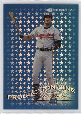 1998 Donruss Production Line Power Index 420/1013 David Justice #18 b8h