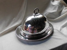 ANTIQUE MAPPIN WEBB PLATED MEAT DOME COVER + CARRINGTON CO OVAL PLATTER PLATE