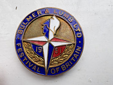 Bummer & Lumb Ltd Festival of Britain 1951 Enamel Badge pin missing 