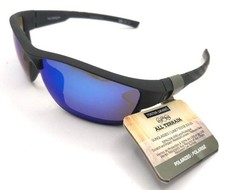 Foster Grant Black ALL TERRAIN Blue Mirrored Polarized Sunglasses NEW AT 6