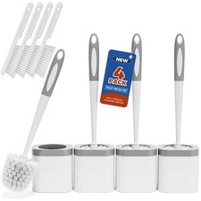 Toilet Brush, 4 Pack Brush and Holder Set Bathroom Accessories, White 
