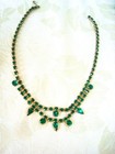 Choker Necklace With Green Rhinestones 15 In. KJ — photo 3