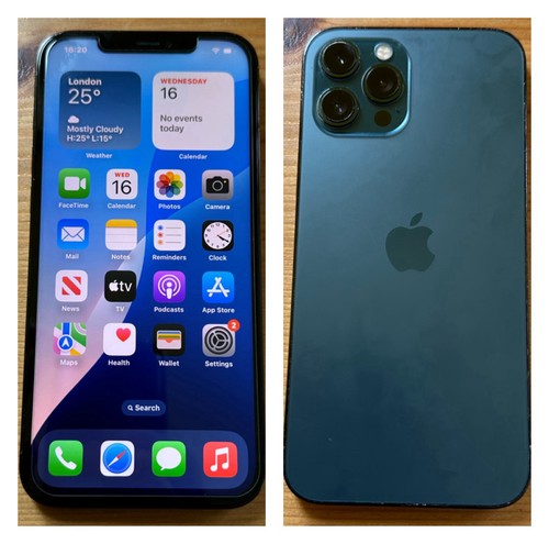 Apple iPhone 12 Pro Max Pacific Blue 128GB Memory 100% Battery Health.