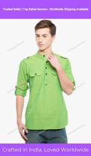 Mens Kurta Shirt Kurta Sea Green Indian Mens Leisure Shirts Cotton Tunic Top