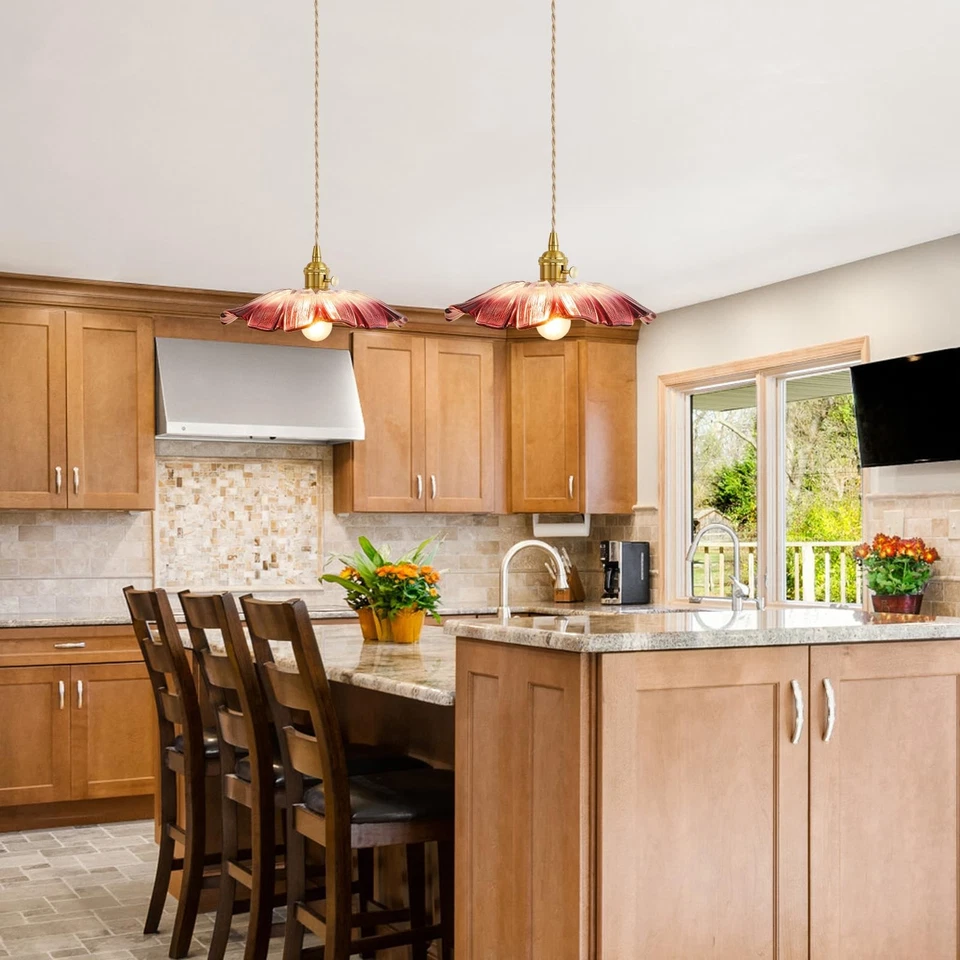 Lámparas Colgantes Isla Cocina Vidrio Vintage Lámpara Colgante Flujo Púrpura... Foto 3 de 4