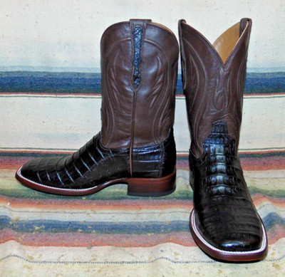 Mens Rujo The Roscoe Brown Caiman / Leather Cowboy Boots 8.5 D New with Box