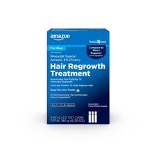 Amazon Basic Care Minoxidil Topical Aerosol, 5 Foam Hair Regrowth Treatment ...