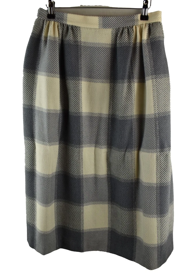 JAEGER Grey Checked Skirt size Uk 14 Womens 100% Wool Casual Outdoors Outerwear - Image 4 of 4
