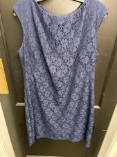 Women's Chaps Lace Sleeveless Navy Blue Dress - Size 16