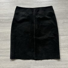 Express VTG Black Suede Leather Midi Length Skirt Regular Fit Size 5/6