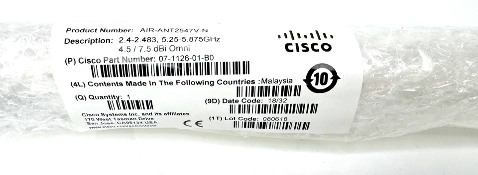 Cisco Aironet Dual Band Omnidirectional 2.4/5 GHz Antenna AIR-ANT2547V-N New - Image 3 of 4