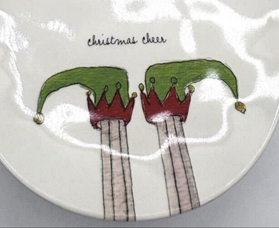#ad #ad Rae Dunn Plates Melamine Christmas Santa Elves Holiday Dessert Set 4 $22.95