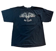 Lone Wolf No Club T-Shirt Mens XL Black Y2K Biker Tee 2009 Hot Leathers