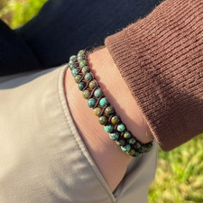 Natural African Turquoise Stone Beaded Handmade Healing Boho Women Men Bracelet