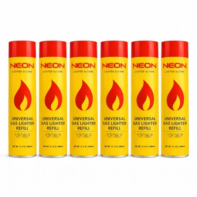 NEON Butane Gas Refil ( Pack of 6) 10.14 oz Cans Ultra Refined Universal Lighter
