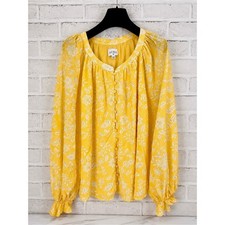 AURA Red Dress Boutique Yellow Floral Button-...