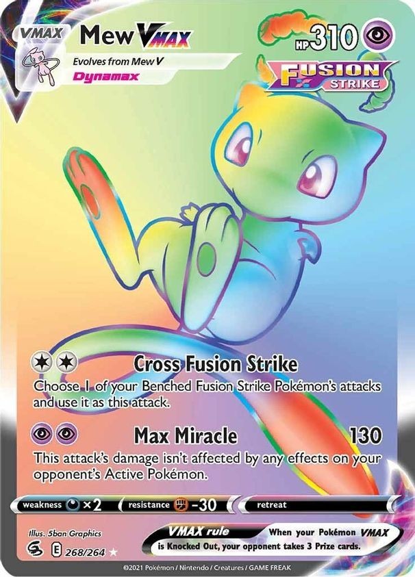 Mew VMAX - 268/264 - Pokemon Fusion Strike Sword & Shield Secret Rare Card NM