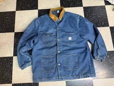 Vintage 80s Pointer Denim Chore Jacket USA Made Blanket Lined Workwear Size 2XL